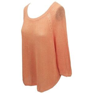 Eileen Fisher Loose Open Knit 100% Linen Pullover Scoop Neck Sweater Size L